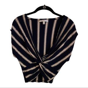 Lone Tree Navy blue‎ white and light pink crop top